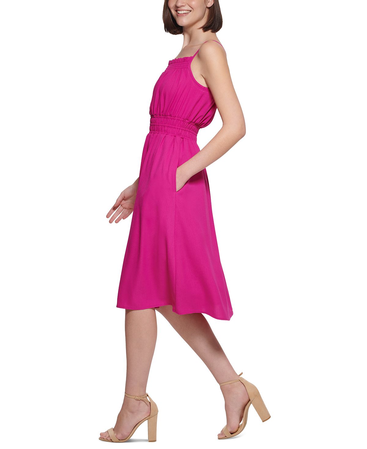 Vestido evasê Kensie Feminino Smocked Roxo Tamanho 4