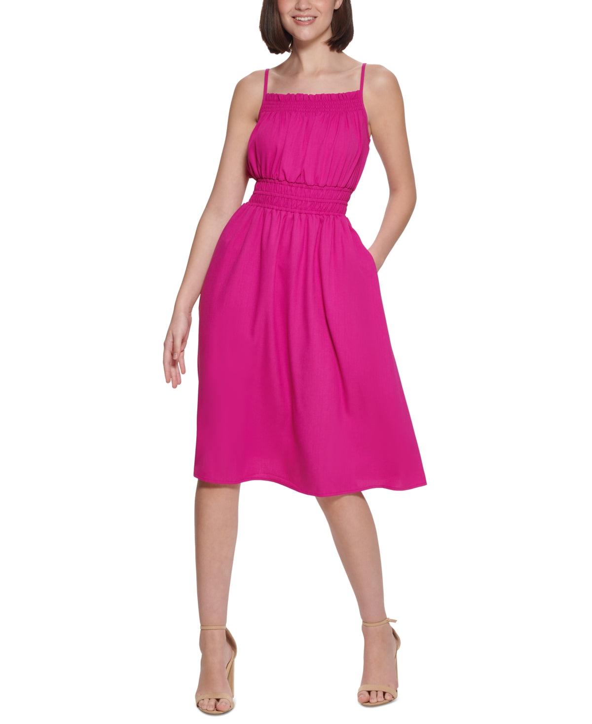 Vestido evasê Kensie Feminino Smocked Roxo Tamanho 4
