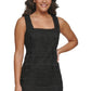 Vestido tubinho de renda com decote quadrado Kensie feminino, preto, tamanho 6