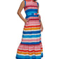 Vestido longo sem mangas Kensie feminino listrado de algodão rosa tamanho 14