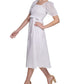 Vestido midi feminino Kensie com ilhós, manga bufante e cinto, branco, tamanho 2