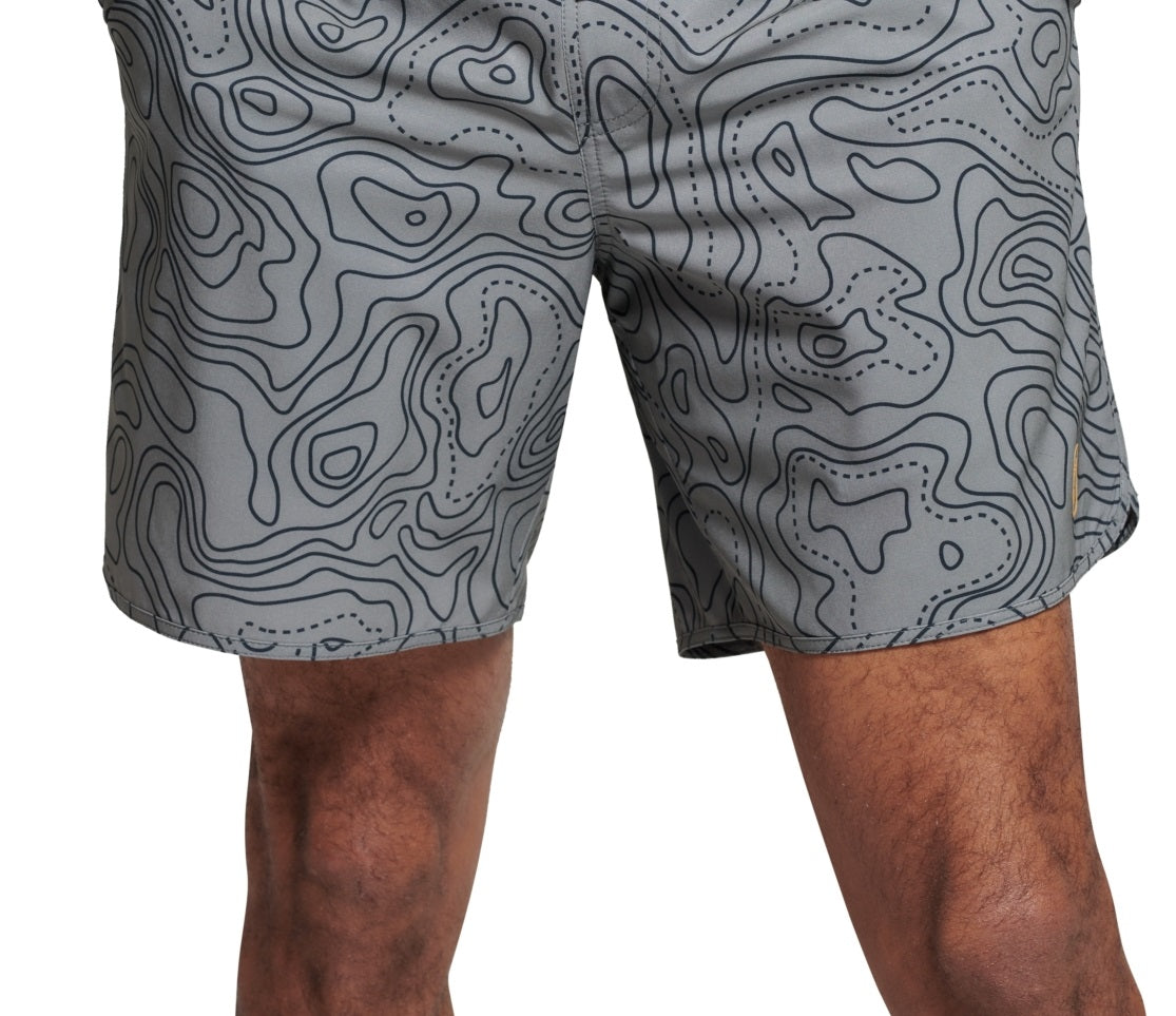 Bass Outdoor Men's Maps Quick Dry Shorts Cinza Tamanho Grande