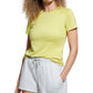 Camiseta básica feminina Bass Outdoor Cross Performance, amarela, tamanho médio