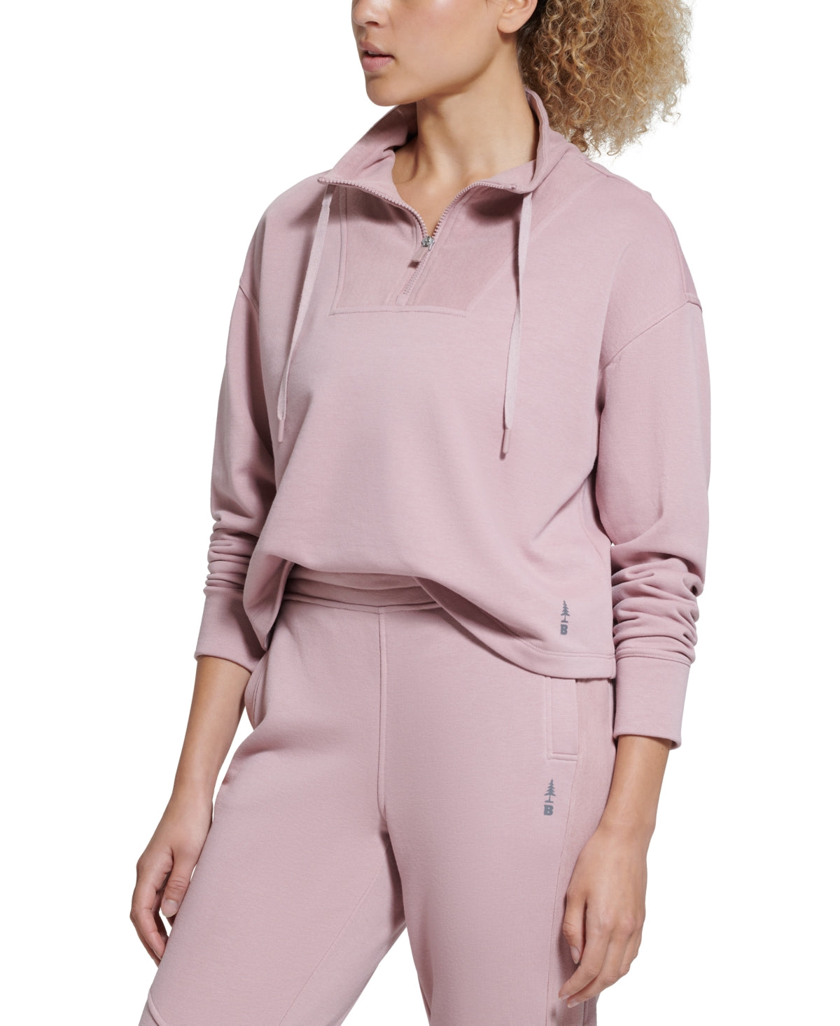 Bass Outdoor Batona French Terry Moletom com zíper e meio zíper feminino rosa tamanho GG