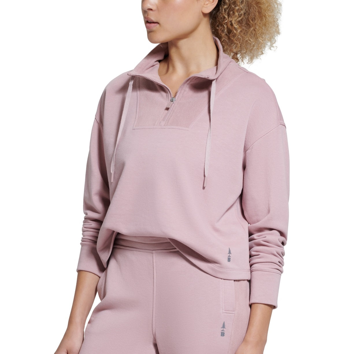 Bass Outdoor Batona French Terry Moletom com zíper e meio zíper feminino rosa tamanho GG