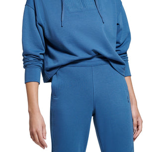 Bass Outdoor Batona French Terry Moletom com zíper e meio zíper feminino, azul, tamanho grande