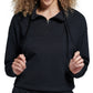 Bass Outdoor Batona French Terry Moletom com zíper e meio zíper feminino, preto, tamanho médio