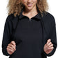 Bass Outdoor Batona French Terry Moletom com zíper e meio zíper feminino, preto, tamanho médio