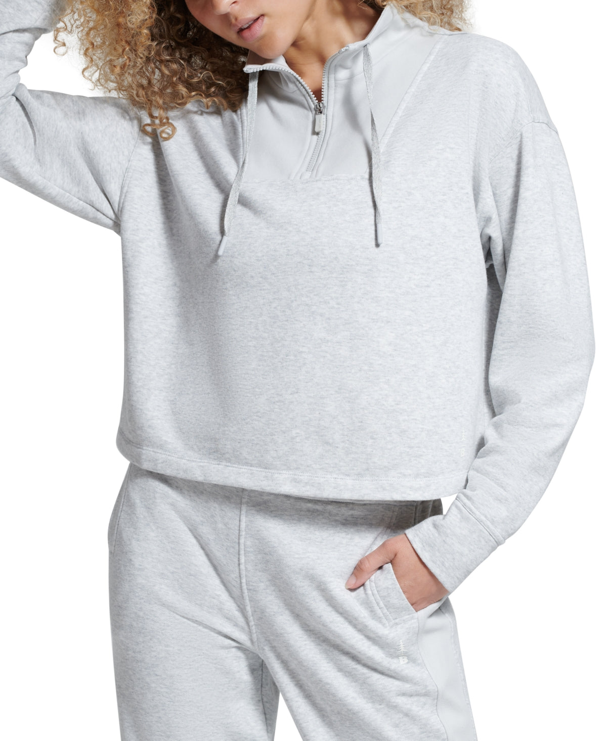 Bass Outdoor Batona French Terry Moletom com zíper e meio zíper feminino cinza tamanho GG