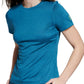 Camiseta básica feminina Bass Outdoor Cross Performance, azul, tamanho médio