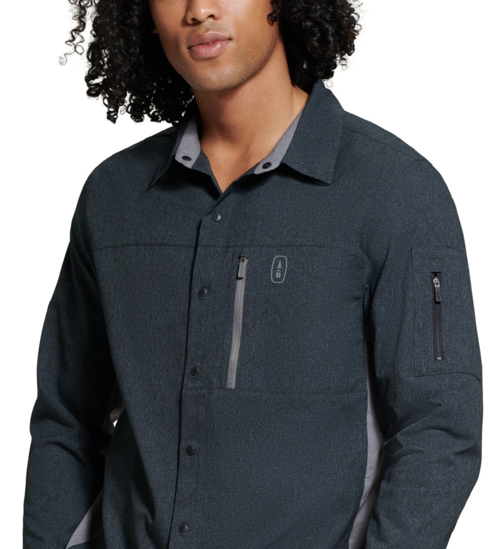 Camisa masculina Bass Outdoor Ray Ripstop Performance preta tamanho grande