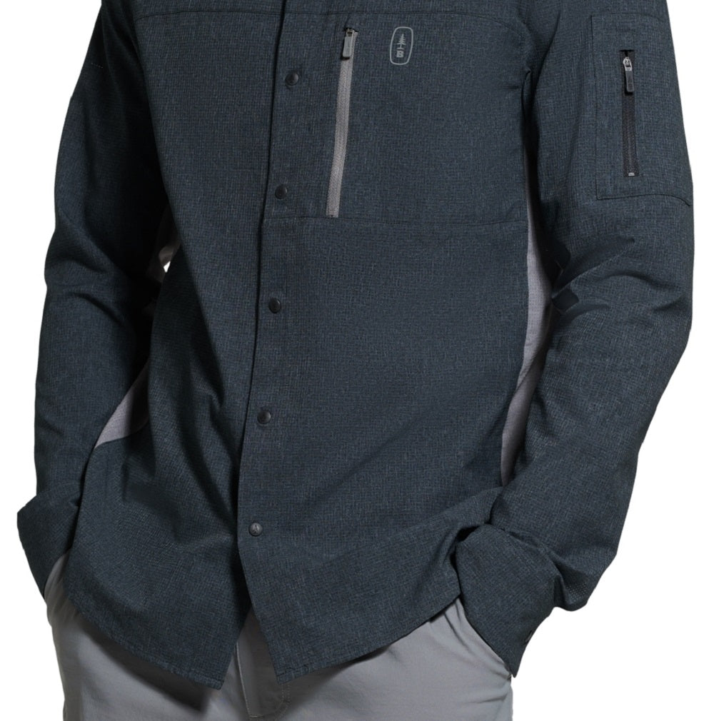 Camisa masculina Bass Outdoor Ray Ripstop Performance preta tamanho grande