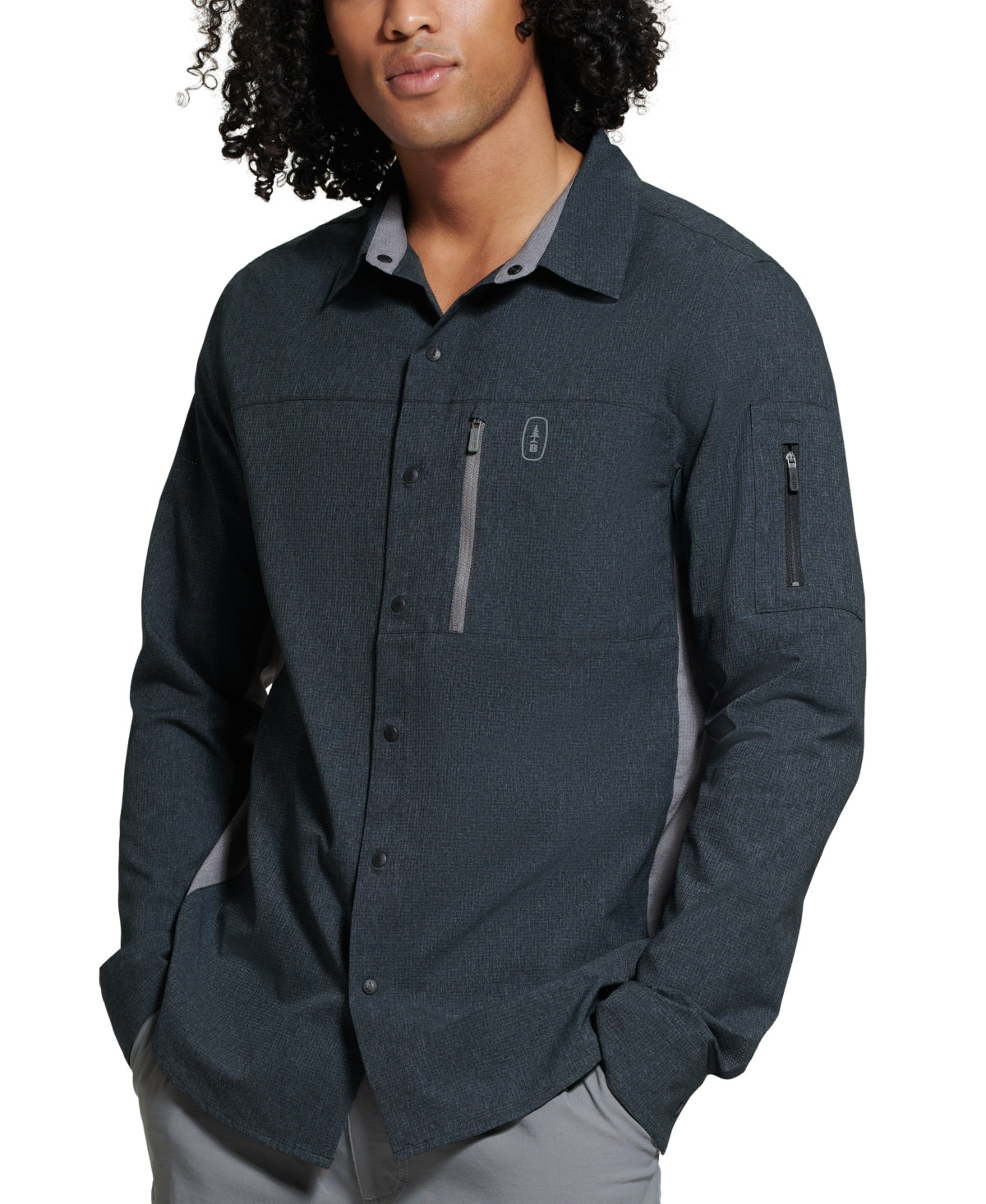 Camisa masculina Bass Outdoor Ray Ripstop Performance preta tamanho grande