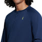 Bass Outdoor Hilltop Manga Longa Henley Azul Tamanho Grande Masculino