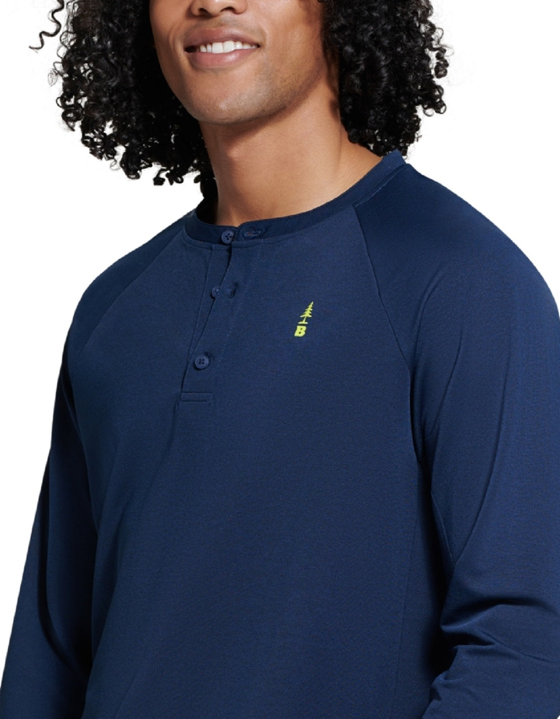 Bass Outdoor Hilltop Manga Longa Henley Azul Tamanho Grande Masculino