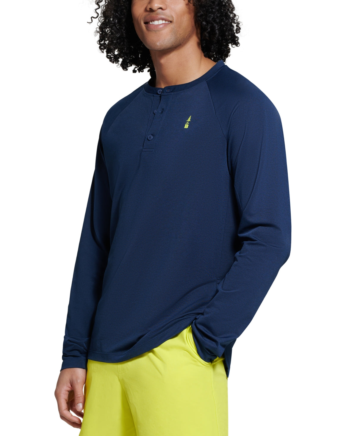 Bass Outdoor Hilltop Manga Longa Henley Azul Tamanho Grande Masculino