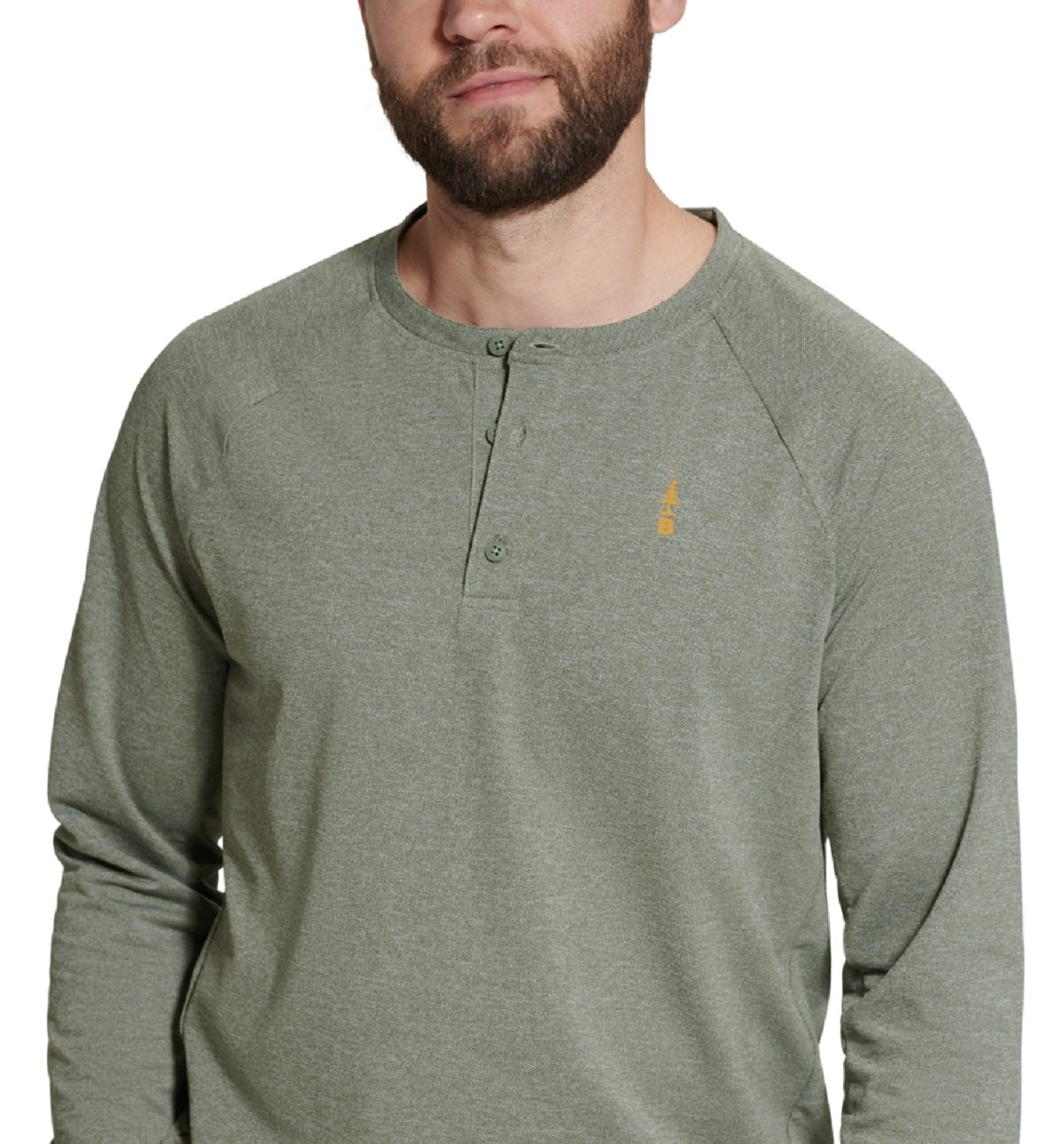 Bass Outdoor Hilltop Manga Longa Henley Verde Masculino Tamanho Médio