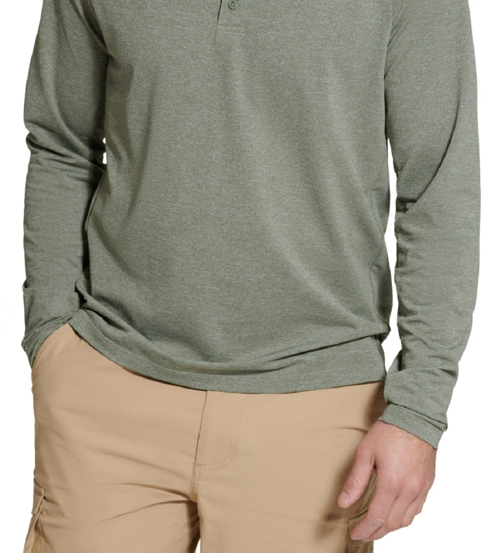Bass Outdoor Hilltop Manga Longa Henley Verde Masculino Tamanho Médio