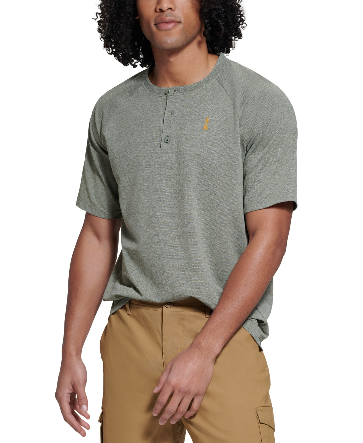 Camisa masculina Bass Outdoor Hilltop Henley verde tamanho pequeno