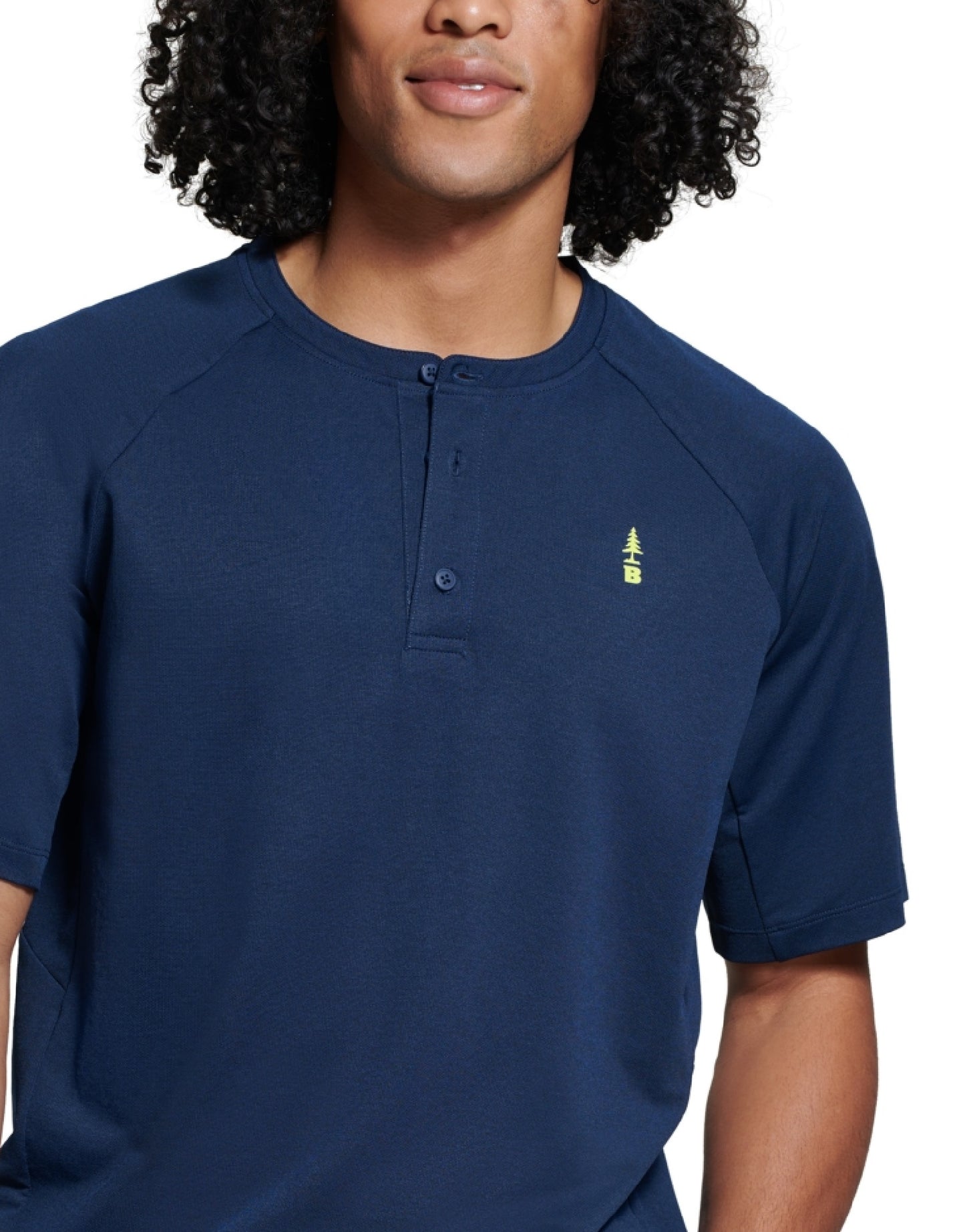 Camisa masculina Bass Outdoor Hilltop Henley azul tamanho médio