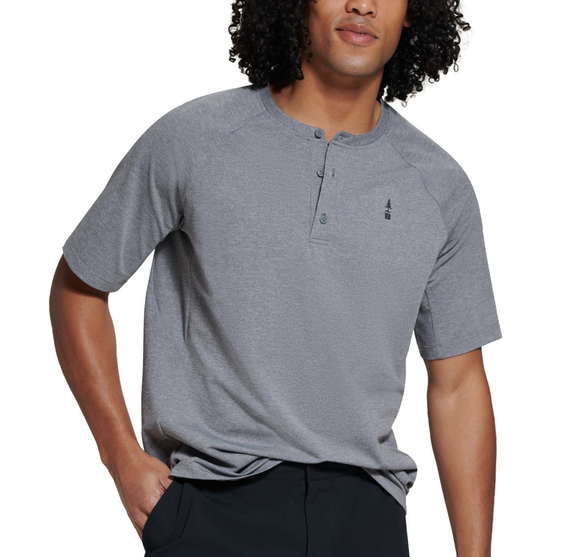 Camisa masculina Bass Outdoor Hilltop Henley cinza tamanho XX-G
