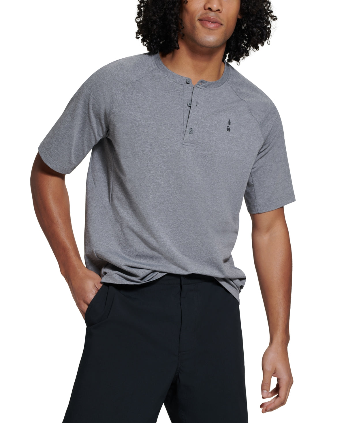 Camisa masculina Bass Outdoor Hilltop Henley cinza tamanho grande