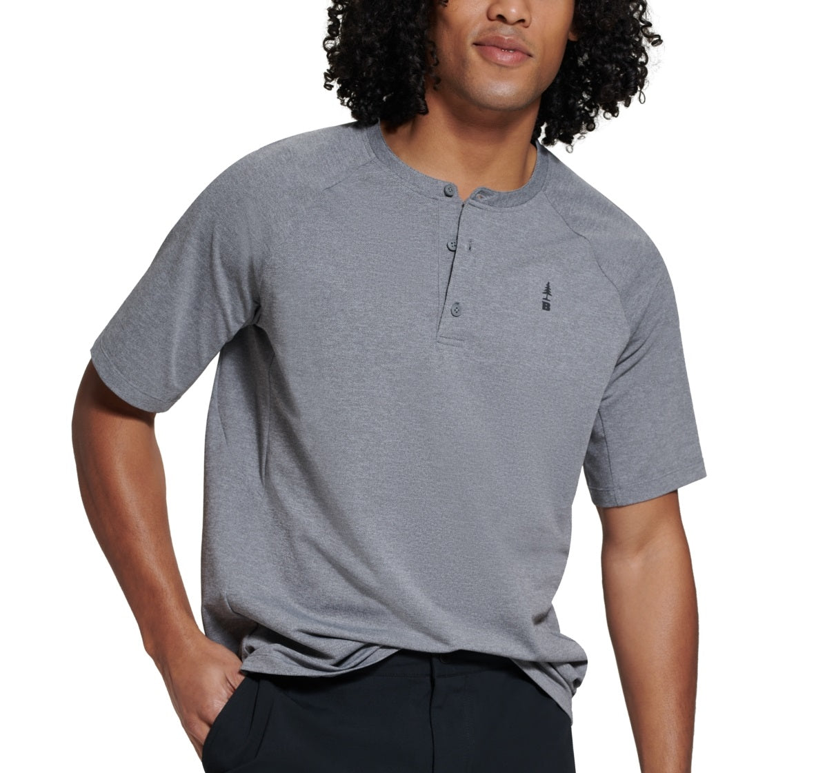 Camisa masculina Bass Outdoor Hilltop Henley cinza tamanho grande