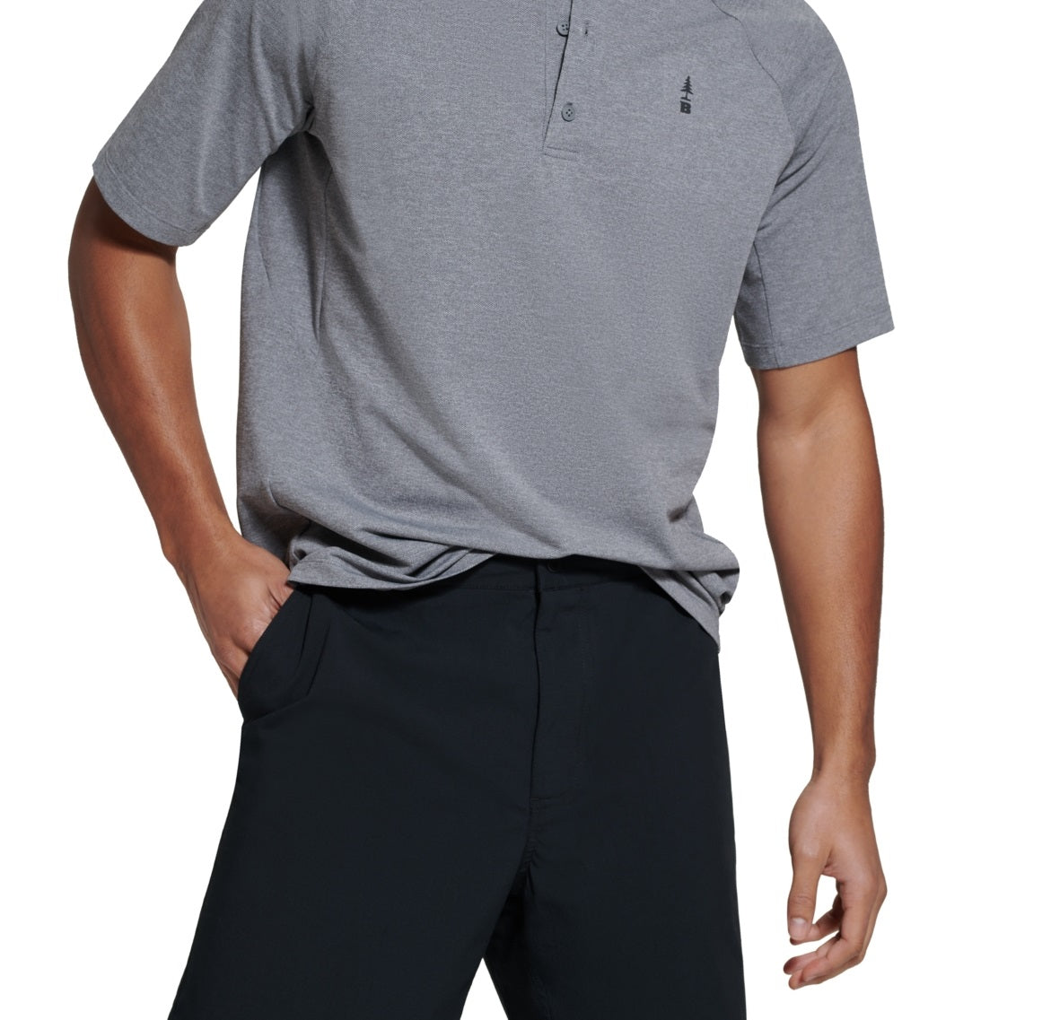 Camisa masculina Bass Outdoor Hilltop Henley cinza tamanho grande
