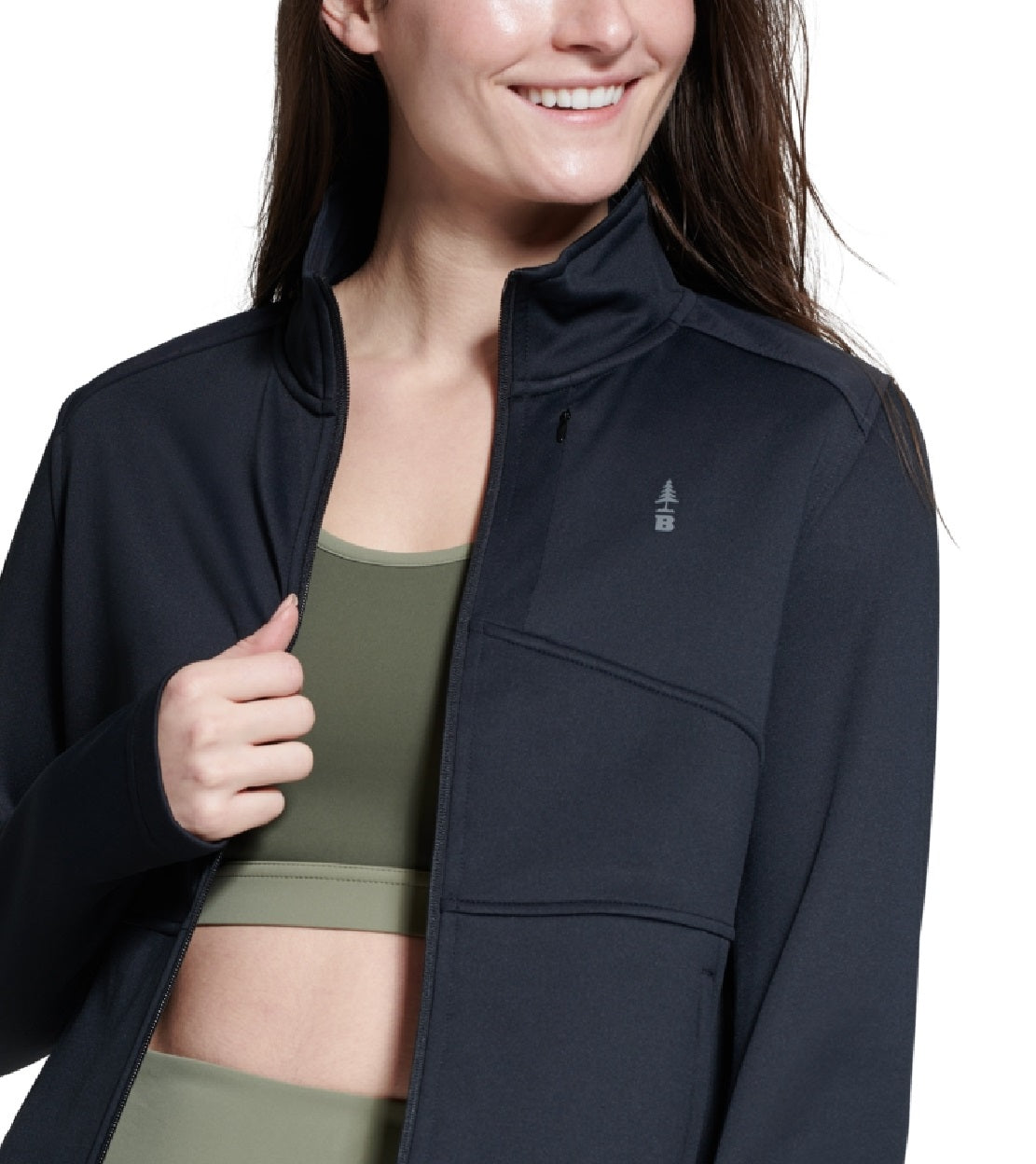 Jaqueta de lã leve com zíper completo para mulheres Bass Outdoor, preta, tamanho pequeno