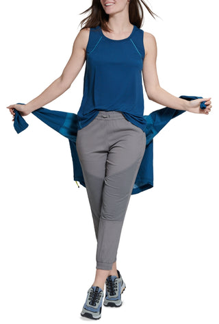 Camiseta regata feminina Macworth Bass Outdoor azul tamanho médio