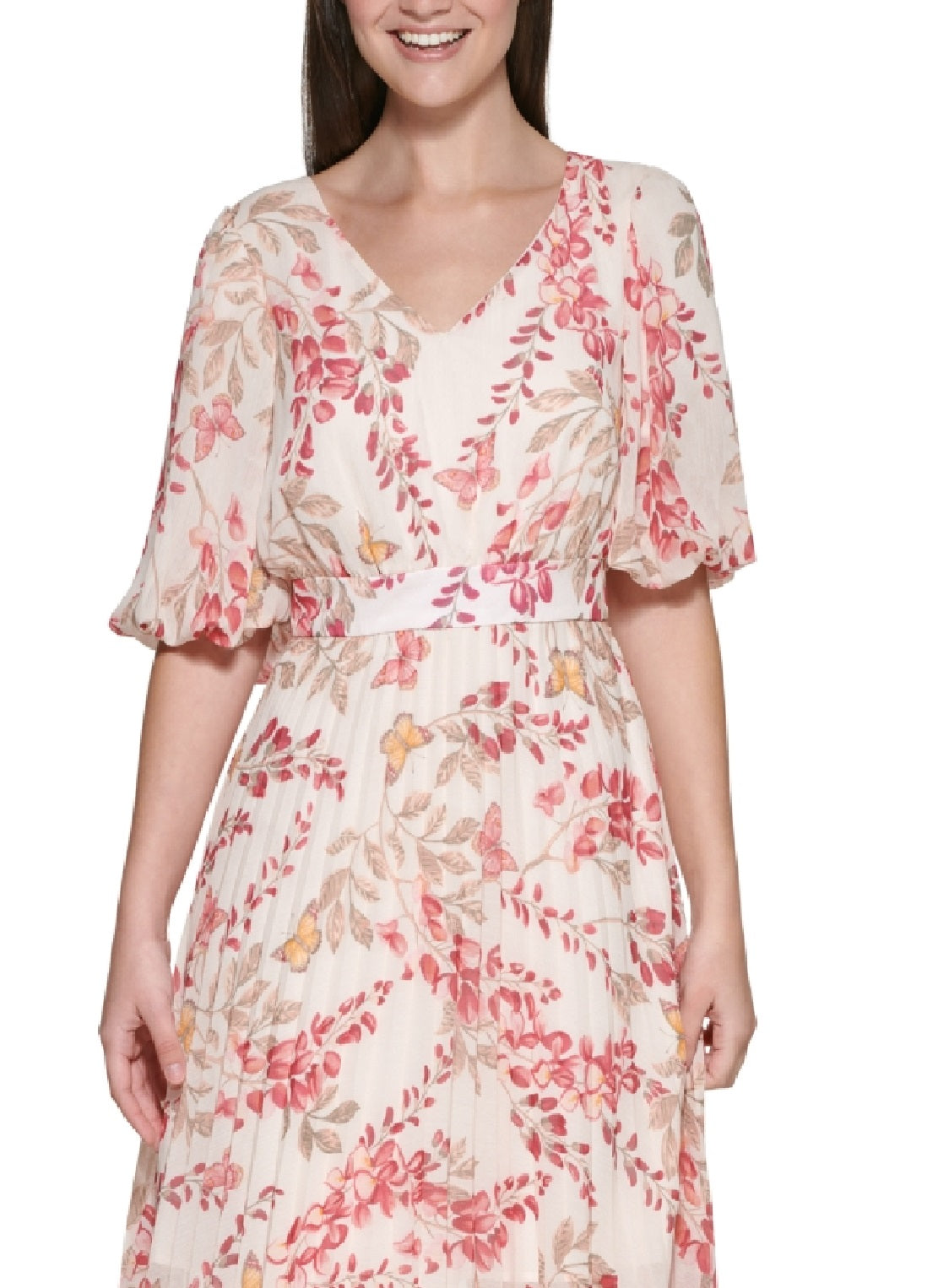 Vestido longo feminino Kensie com saia plissada rosa tamanho 6