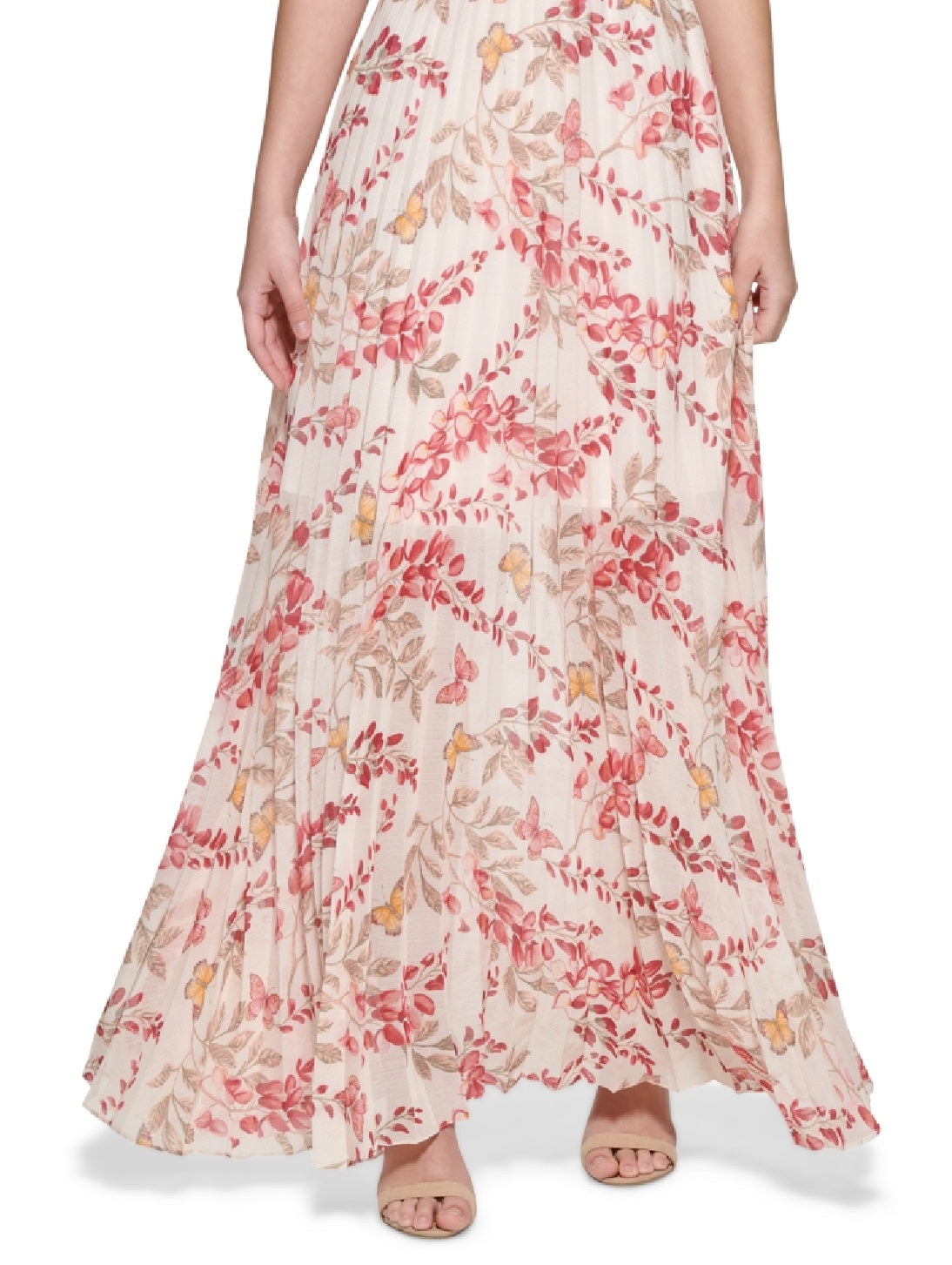 Vestido longo feminino Kensie com saia plissada rosa tamanho 6
