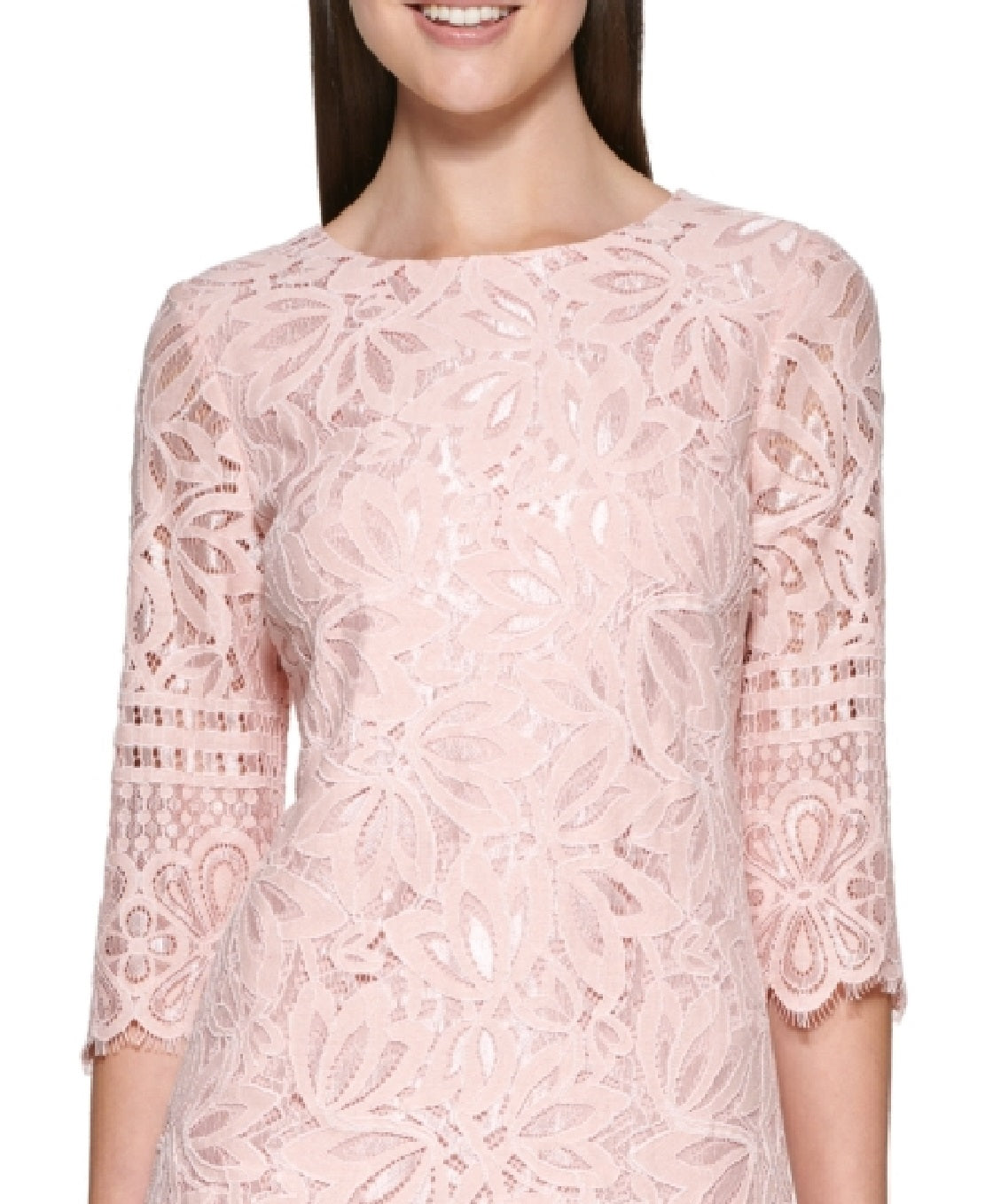 Vestido curto de renda Kensie feminino, rosa, tamanho 4