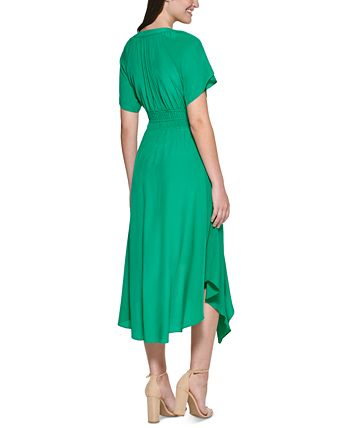 Vestido midi Kensie feminino com bainha de lenço, verde, tamanho 12