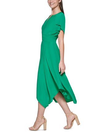 Vestido midi Kensie feminino com bainha de lenço, verde, tamanho 10