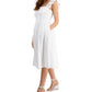 Vestido midi feminino Kensie com mangas curtas bordadas, tamanho 2, branco