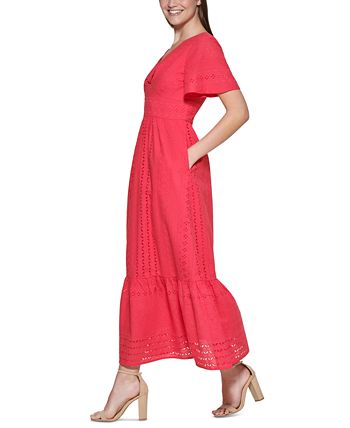 Vestido longo Kensie feminino com ilhós rosa tamanho 4