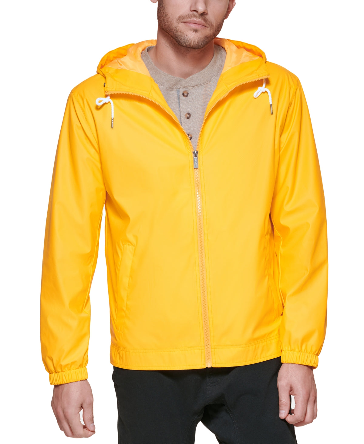 Jaqueta de chuva leve com capuz e borracha masculina Club Room, amarela, tamanho extragrande