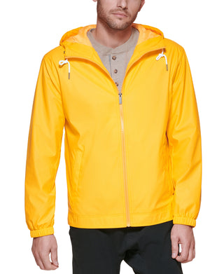Jaqueta de chuva leve com capuz e borracha masculina Club Room, amarela, tamanho extragrande