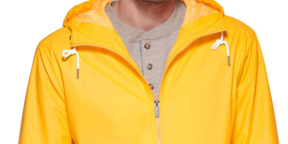 Jaqueta de chuva leve com capuz e borracha masculina Club Room, amarela, tamanho extragrande