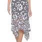 Vestido midi Kensie Feminino Illusion Floral Estampado Bainha Lenço Preto Tamanho 8