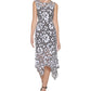 Vestido midi Kensie Feminino Illusion Floral Estampado Bainha Lenço Preto Tamanho 8