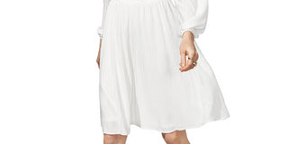 Vestido feminino com decote em V Kensie, branco, tamanho 2