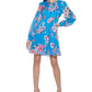 Vestido feminino Kensie com estampa floral azul, tamanho 12