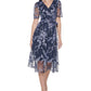 Vestido midi Kensie feminino com bordado falso, azul, tamanho 6