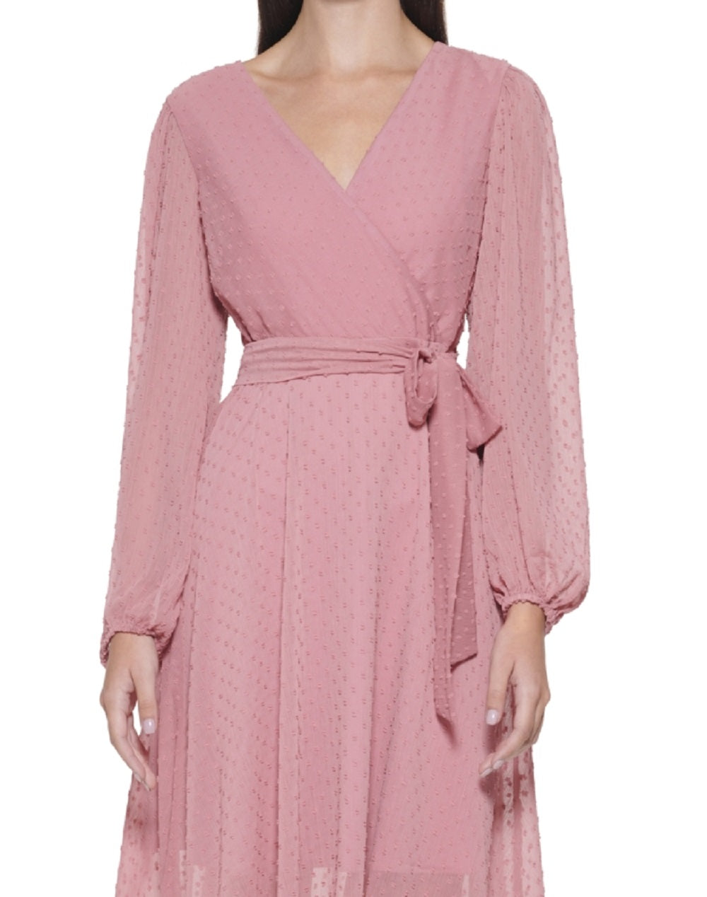 Vestido envelope falso com bolinhas e clipe Kensie feminino, rosa, tamanho 6