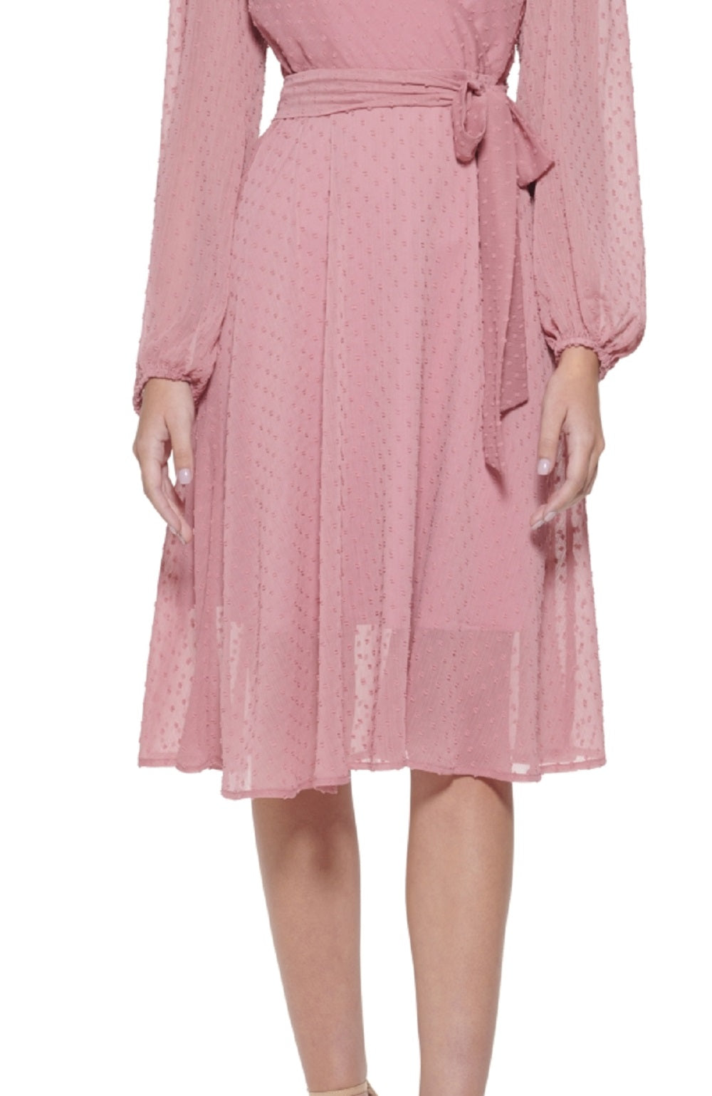 Vestido envelope falso com bolinhas e clipe Kensie feminino, rosa, tamanho 6