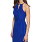 Vestido envelope falso com decote metálico feminino Kensie, azul, tamanho 8