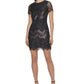 Vestido curto Kensie feminino com renda brilhante, preto, tamanho 10