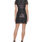Vestido curto Kensie feminino com renda brilhante, preto, tamanho 10